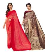 Classiques Pink & Maroon Saree Combos With Blouse (Pack of 2)
