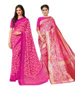Classiques Pink Saree Combos With Blouse (Pack of 2)