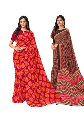 Classiques Pink & Maroon Saree Combos With Blouse (Pack of 2) 1