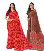 Classiques Pink & Maroon Saree Combos With Blouse (Pack of 2)