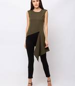 Sheczzar Olive Color CREPE Party Regular Top