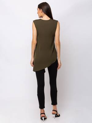 Sheczzar Olive Color CREPE Party Regular Top 3