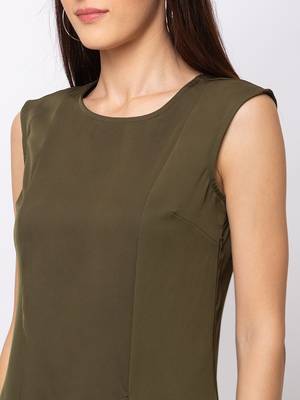 Sheczzar Olive Color CREPE Party Regular Top 4
