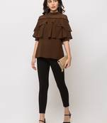 Sheczzar Olive Color CREPE Party Regular Top