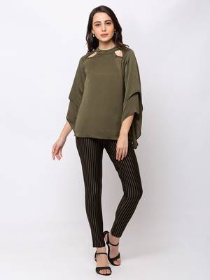 Sheczzar WINE Color Georgette Party Regular Top 1
