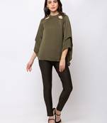 Sheczzar WINE Color Georgette Party Regular Top