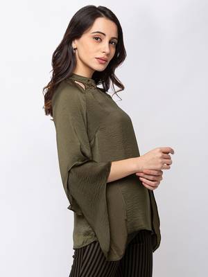 Sheczzar WINE Color Georgette Party Regular Top 2