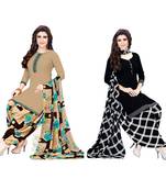 Multicolor printed crepe salwar