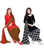 Multicolor printed crepe salwar