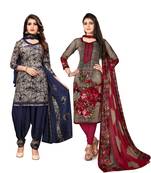 Multicolor printed crepe salwar