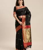 Black woven cotton silk saree with blouse