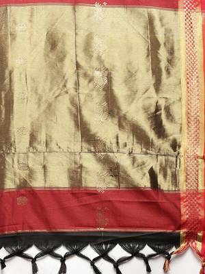 Black woven cotton silk saree with blouse 4