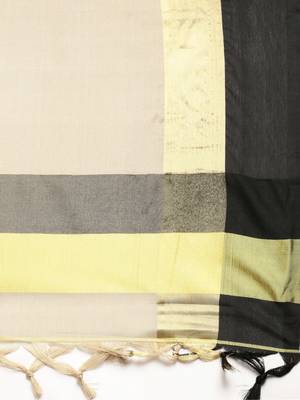 Beige woven cotton silk saree with blouse 4