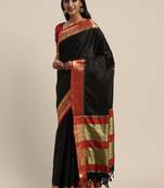Black woven cotton silk saree with blouse
