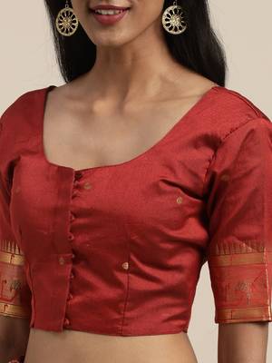 Black woven cotton silk saree with blouse 3