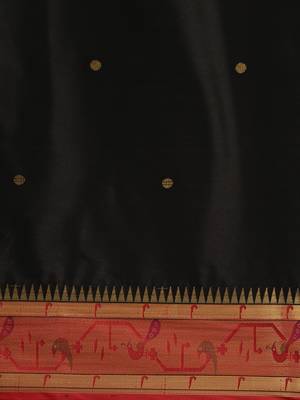 Black woven cotton silk saree with blouse 5