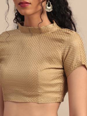 Navy blue woven chiffon saree with blouse 3