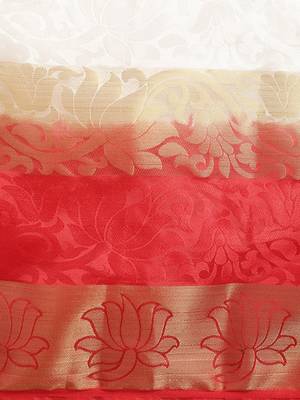 White woven nylon saree with blouse 4