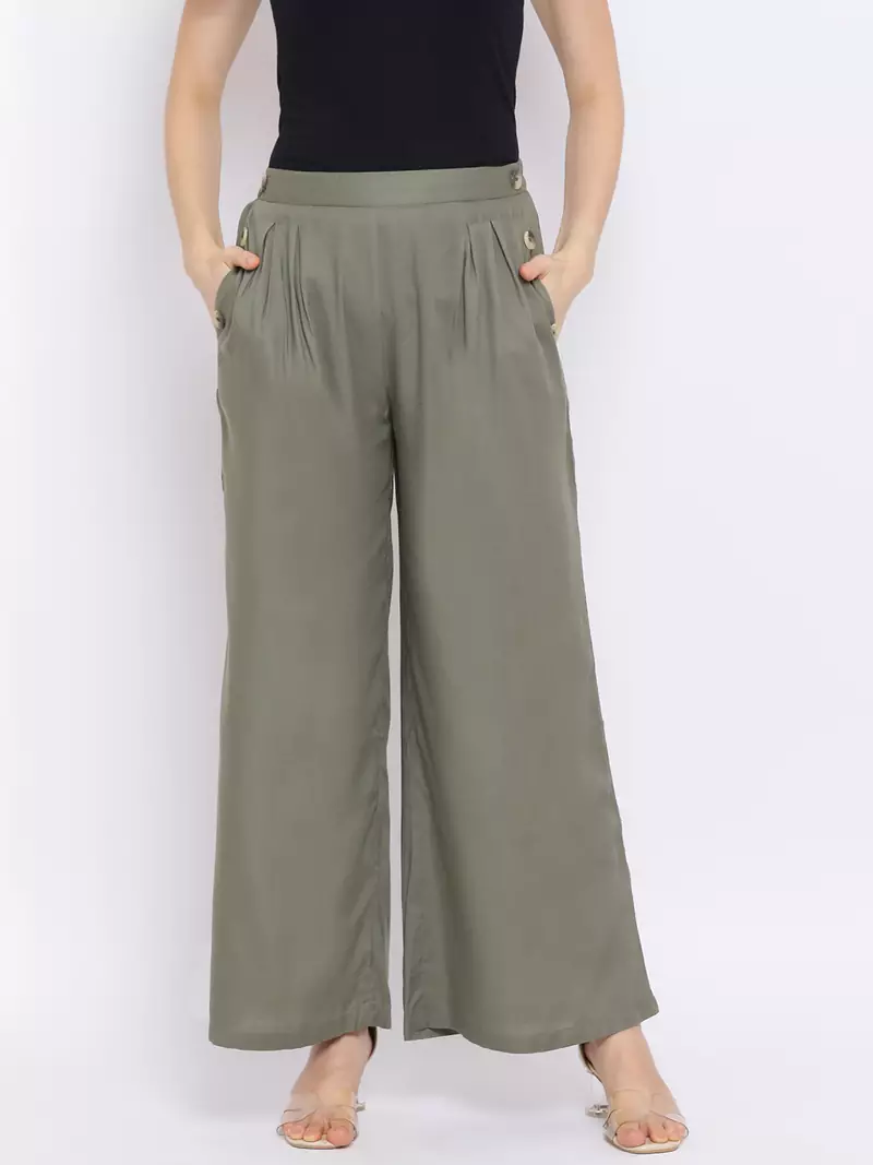 Khaki Paola Button Women Pant
