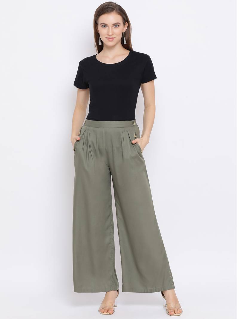 Khaki Paola Button Women Pant