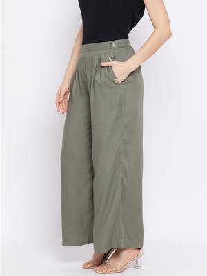 Khaki Paola Button Women Pant 3