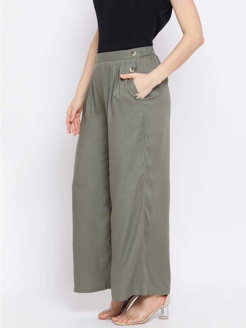 Khaki Paola Button Women Pant