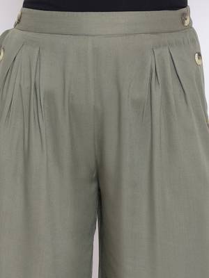 Khaki Paola Button Women Pant 5