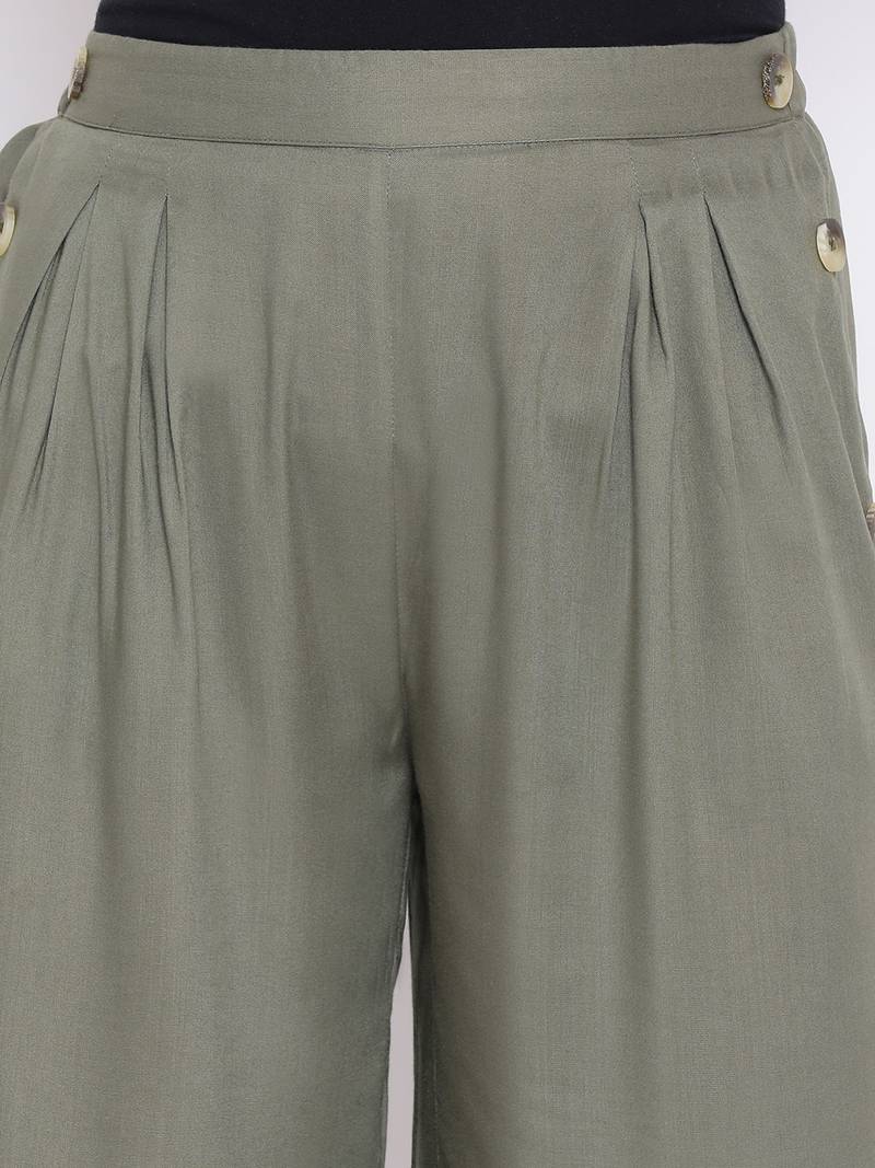 Khaki Paola Button Women Pant