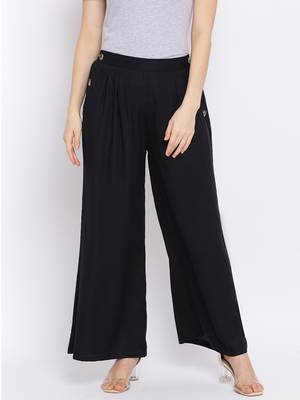 Black Glare Button Women Pant 1