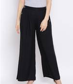 Black Glare Button Women Pant