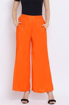Orange Sia Button Women Pant
