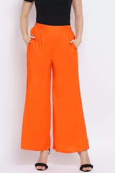 Orange Sia Button Women Pant