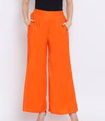 Orange Sia Button Women Pant