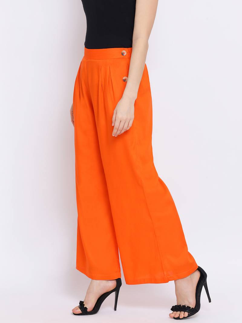 Orange Sia Button Women Pant