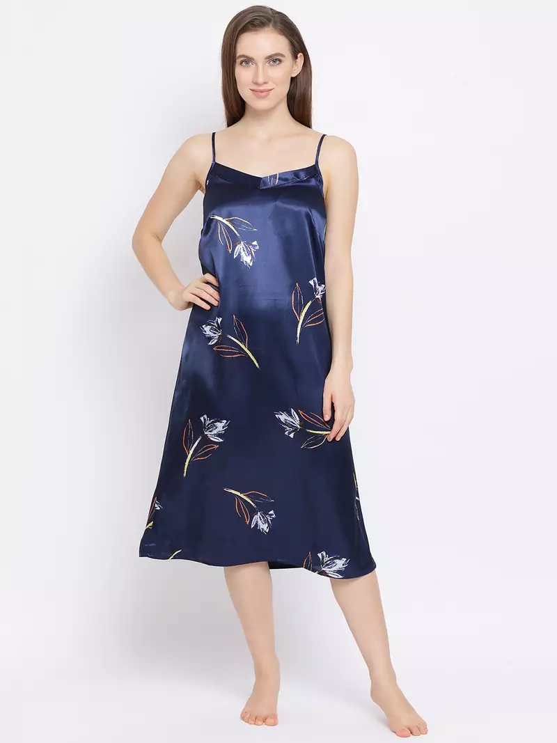 Branched Persona Nightwear Women Satin Dress