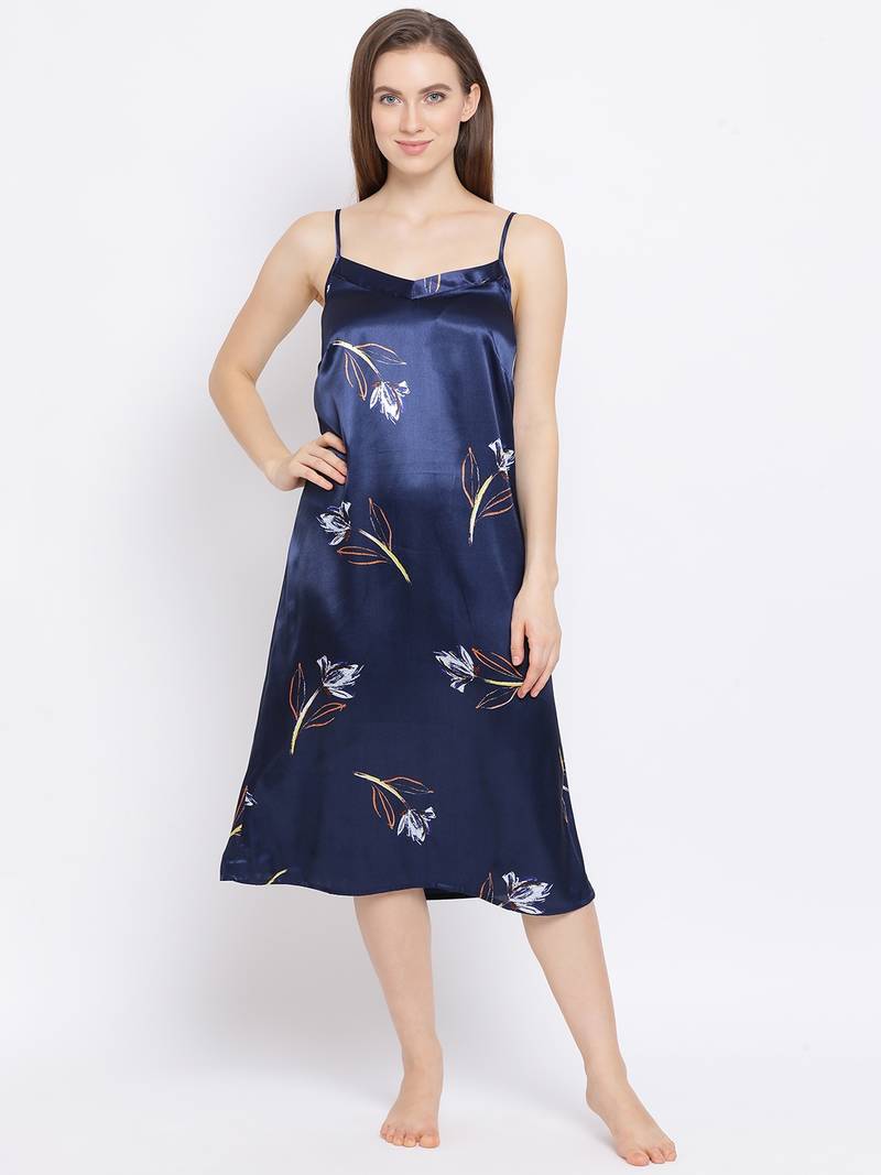 Branched Persona Nightwear Women Satin Dress