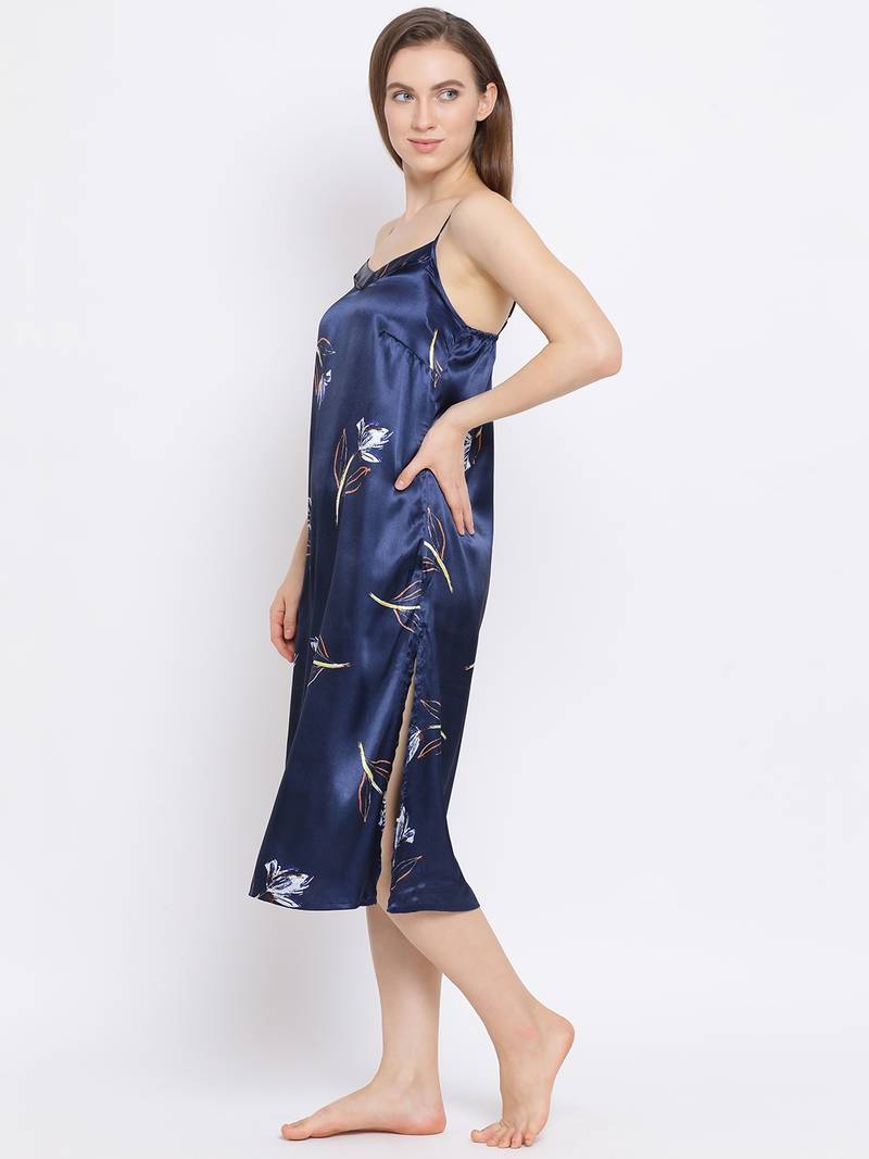 Branched Persona Nightwear Women Satin Dress