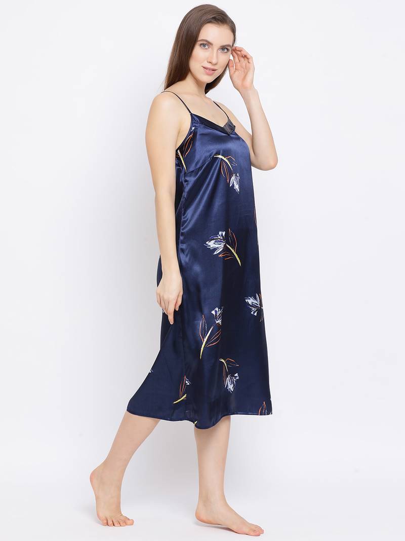 Branched Persona Nightwear Women Satin Dress