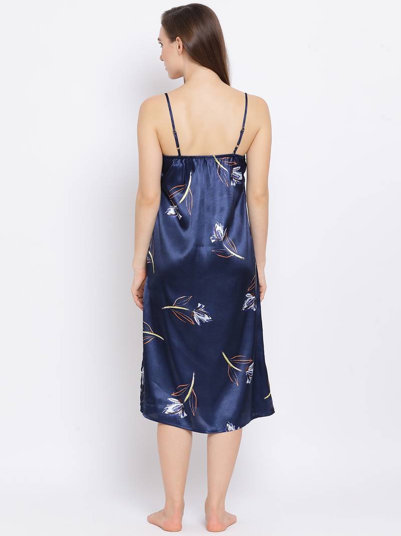 Branched Persona Nightwear Women Satin Dress