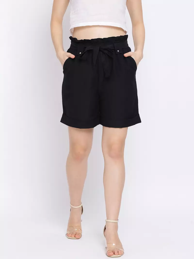 Black Shell Women Shorts