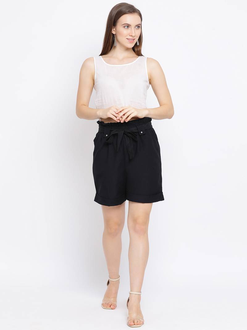Black Shell Women Shorts