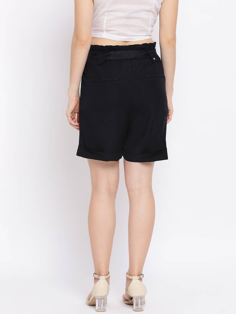 Black Shell Women Shorts