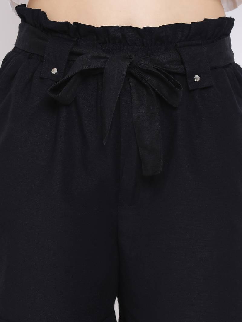 Black Shell Women Shorts