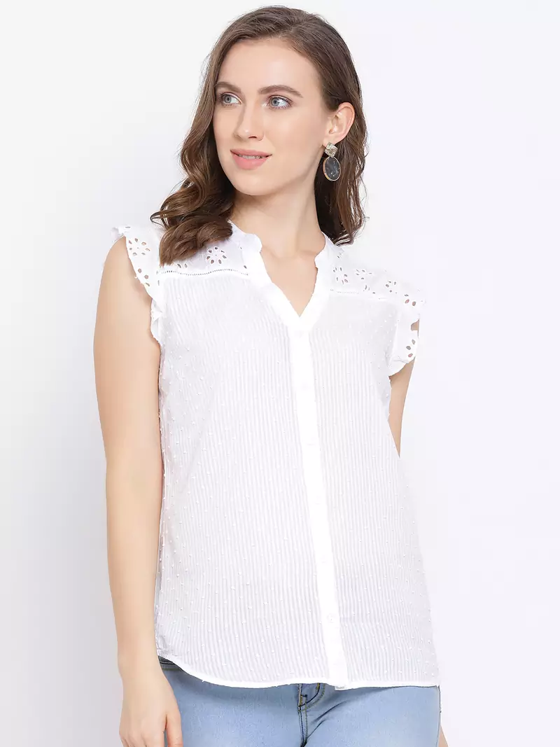 Pearl Shimmer Crochet Women Top