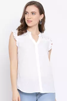 Pearl Shimmer Crochet Women Top