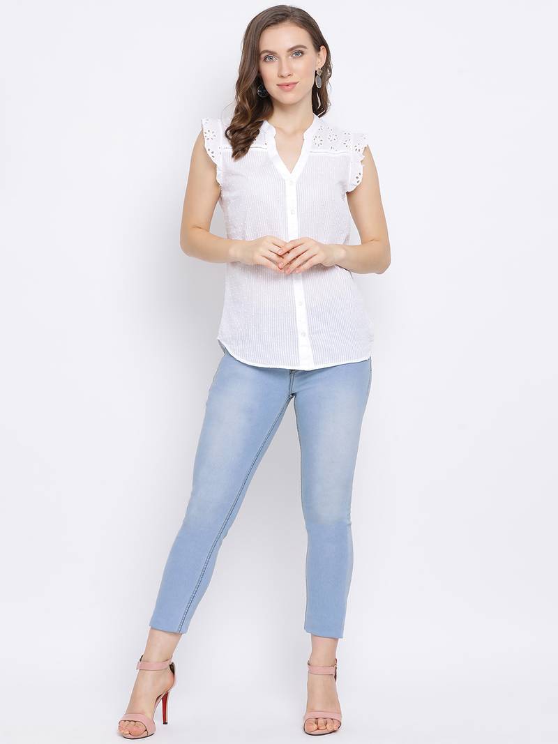 Pearl Shimmer Crochet Women Top