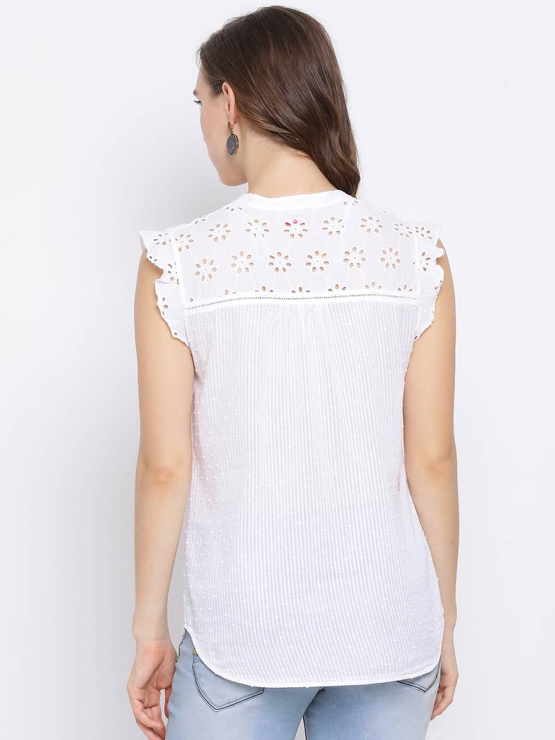 Pearl Shimmer Crochet Women Top