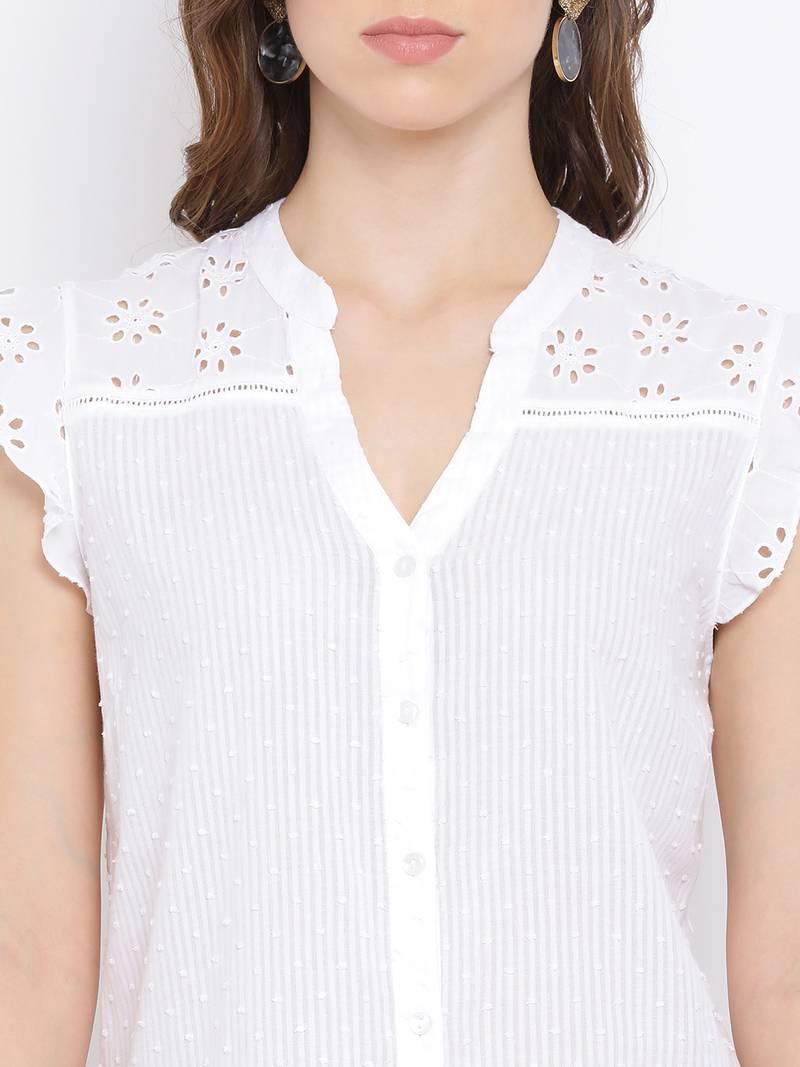 Pearl Shimmer Crochet Women Top