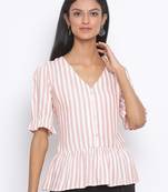 Stripe Evolve Peplum Women Top
