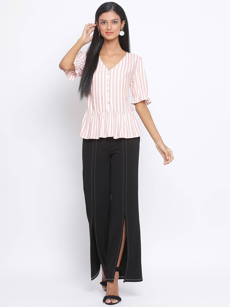 Stripe Evolve Peplum Women Top